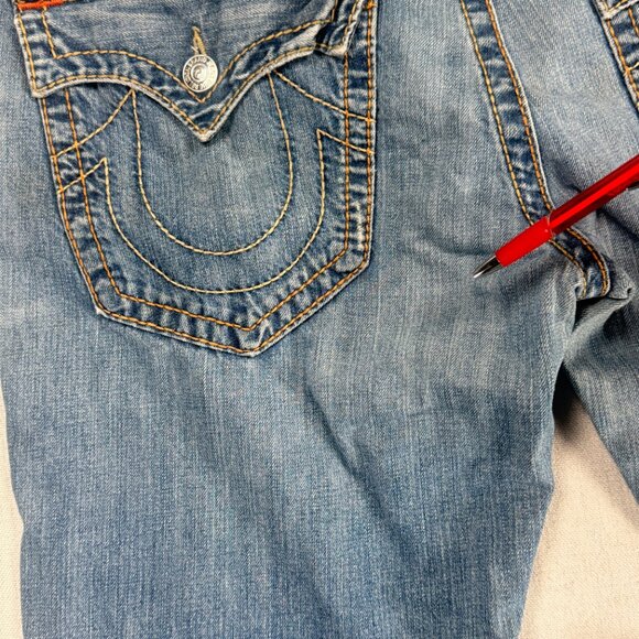 Y2K True Religion Jeans Distressed Bootcut Light Wash 100% Cotton Size 40 - Picture 4 of 7